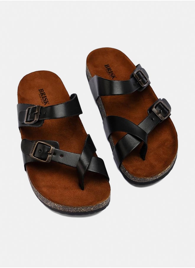 Stylish men's slippers with a comfortable and modern design made of natural leather - medical non-slip sole - available in various colors and sizes
