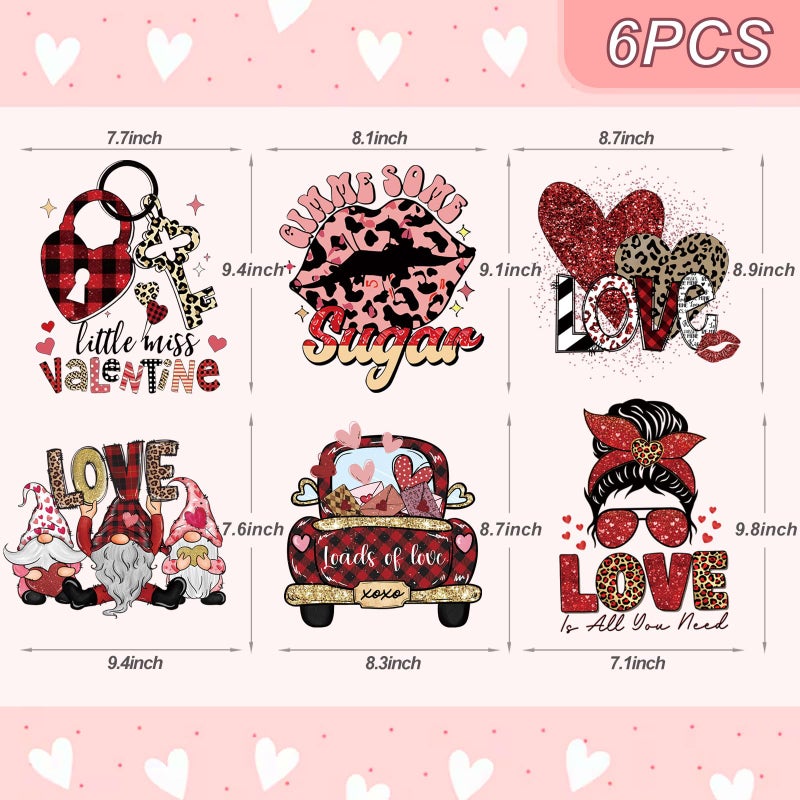 YOUDICT 6 Sheets Valentines Iron On Transfers, Valentines DTF Transfers Ready to Press Love Iron on Transfers for Clothes Bag Pillow Hat DIY Decorations - Image 2
