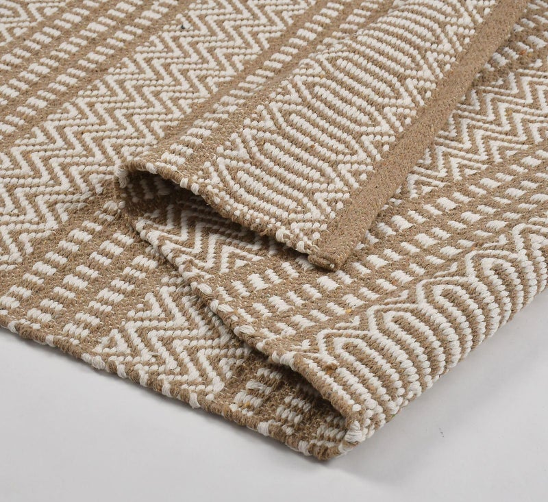 Slazie Cotton Soft Multi-Purpose Floor Rug for Bedroom Living Room|Kitchen Runner|Bedside Runner |Bed Runner|Reversible|2x5 Feet| (Beige White) - Image 3