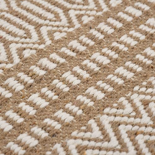 Slazie Cotton Soft Multi-Purpose Floor Rug for Bedroom Living Room|Kitchen Runner|Bedside Runner |Bed Runner|Reversible|2x5 Feet| (Beige White) - Image 4