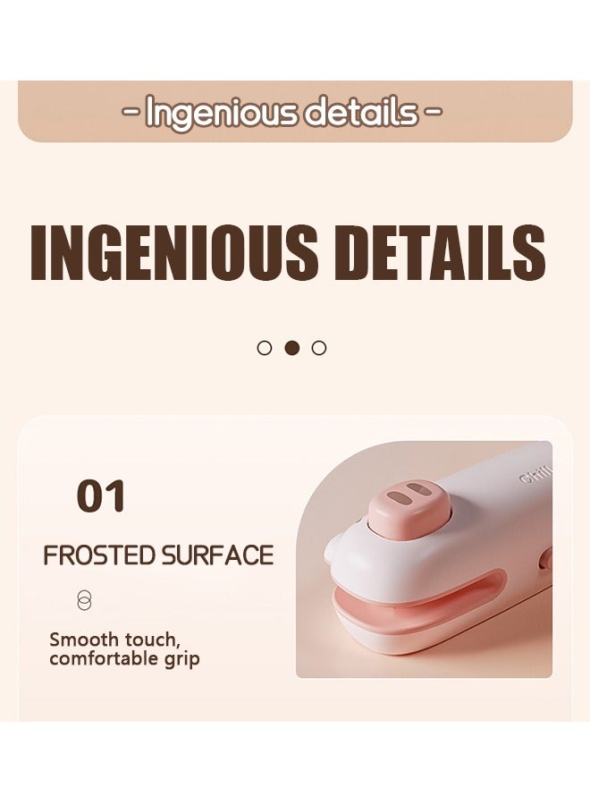 Beyond Mini Cartoon Bag Sealer with Fridge Magnets, Handheld Heat Sealer, Portable Resealer Machine for Plastic Bags Food Storage Snacks Freshness (Pink) - Image 3