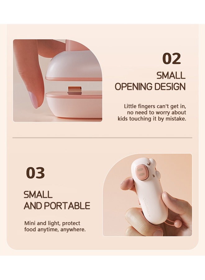 Beyond Mini Cartoon Bag Sealer with Fridge Magnets, Handheld Heat Sealer, Portable Resealer Machine for Plastic Bags Food Storage Snacks Freshness (Pink) - Image 4