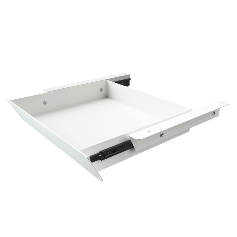 Gaxomo White Under Desk Mounted Sliding Drawer with 60 Degree Tilt Panel to pull out, 15'' long & 9'' deep Large Storage Organizer for Sit Stand Workstation - Image 1