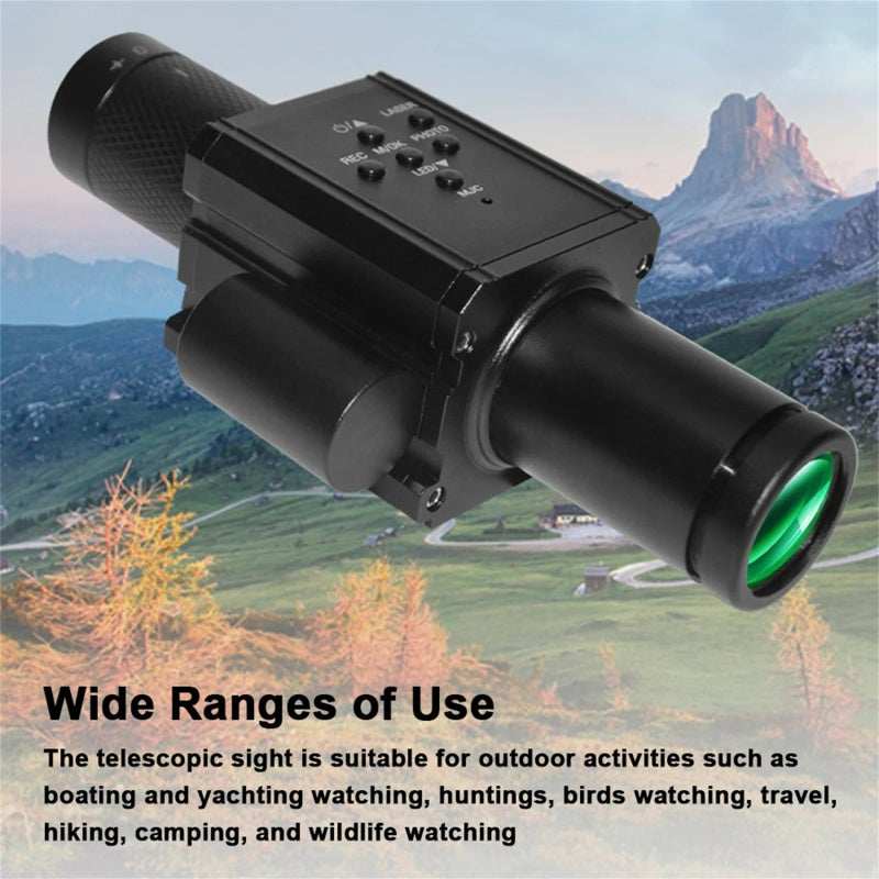 Monocular Scope: Black Full Metal Compact Design - Day Night Use With 1.2-Inch High-Resolution Screen, 1-4X Digital Zoom for Wildlife Observation, Hunting, Bird Watching, Outdoor Activities - Image 4