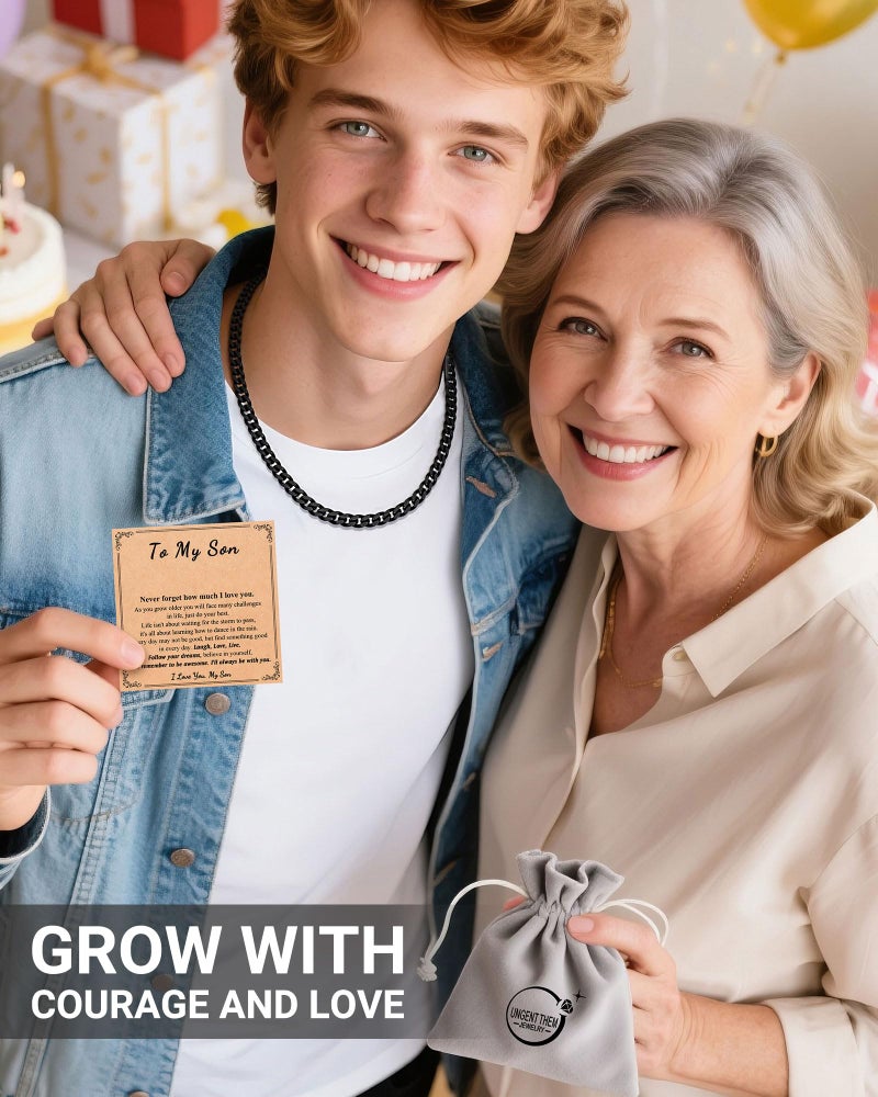 UNGENT THEM To My Son Necklace Gifts From Mom, Birthday Valentines Day Gifts for Son Teenage Teen Boys Ideas 14 16 18 21 Adult Young Men Christmas Stocking Stuffers - Image 5