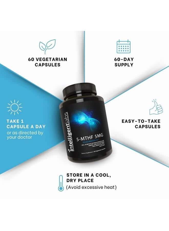 Intelligent Labs MTHF, 5mg L-5-Methyltetrahydrofolate Activated Folate Supplement as Quatrefolic Acid - Activated Folic Acid - Image 5