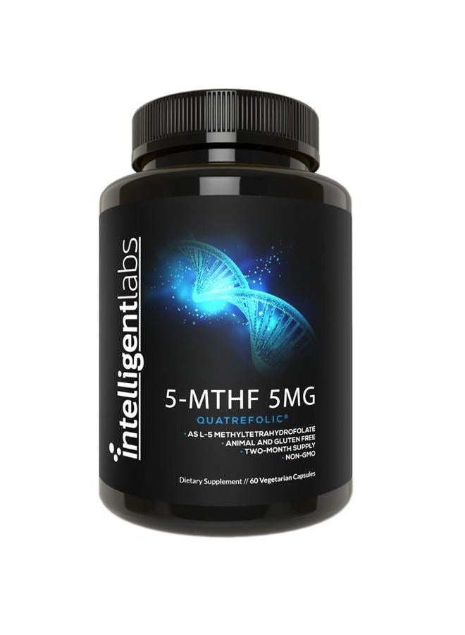 Intelligent Labs MTHF, 5mg L-5-Methyltetrahydrofolate Activated Folate Supplement as Quatrefolic Acid - Activated Folic Acid - Image 1