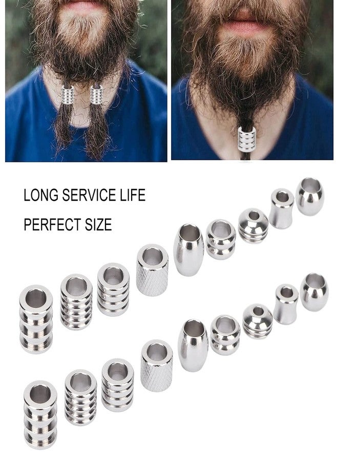 Estink Viking Beard Beads, Pack of 18 Stainless Steel Hair Tube Beads Norse Vikings Runes Hair Beard Beads for Men Women Hair Beard Weaving Pendant Bracelet Necklace Jewelry DIY - Image 2