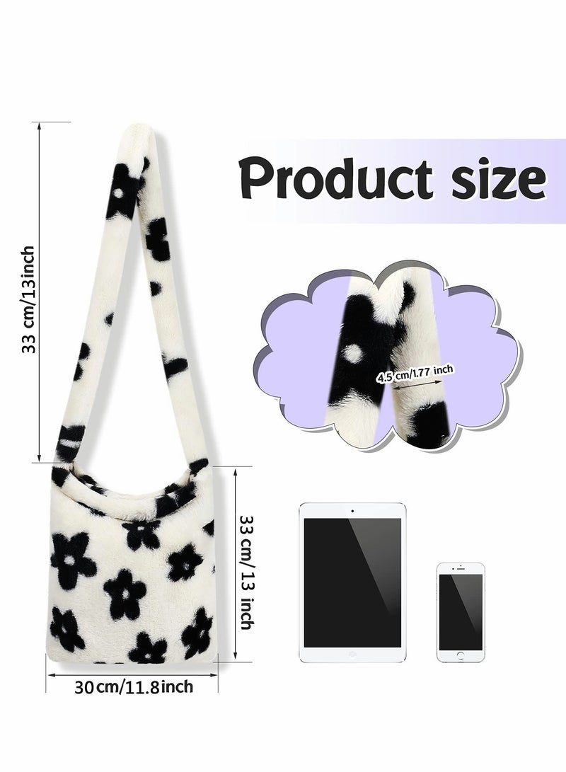 حقيبة تحت الإبط من الفانيلا، حقيبة كتف للسيدات، حقيبة نسائية مغطاة بالفرو على طراز Y2K، حقيبة توت ف fluffy لفصل الخريف والشتاء - Image 2