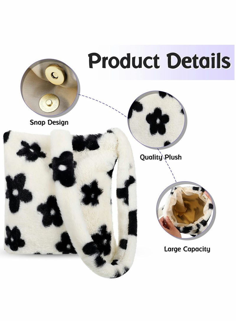 حقيبة تحت الإبط من الفانيلا، حقيبة كتف للسيدات، حقيبة نسائية مغطاة بالفرو على طراز Y2K، حقيبة توت ف fluffy لفصل الخريف والشتاء - Image 4