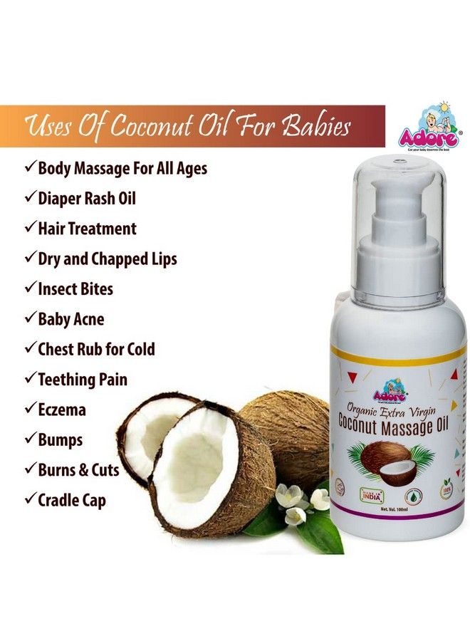 Adore Extra Virgin Cold Pressed Food Grade Coconut Massage Oil 100 Ml - Image 3