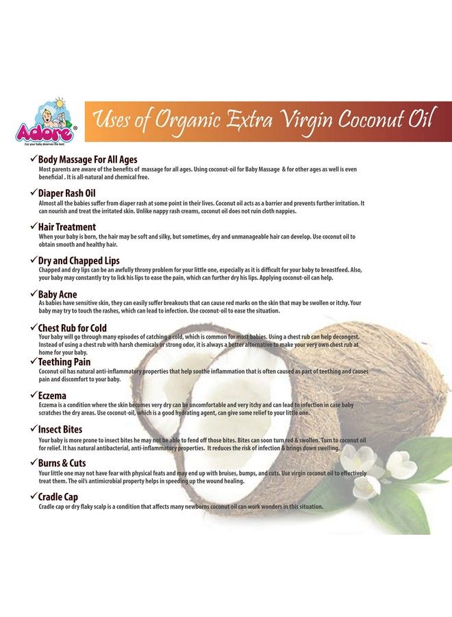 Adore Extra Virgin Cold Pressed Food Grade Coconut Massage Oil 100 Ml - Image 5