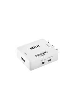 Mini Hd Video Converter Box Hdmi To Av / Cvbs L/R Video Adapter Hdmi To Cvbs Audio Support Ntsc And Pal Output White