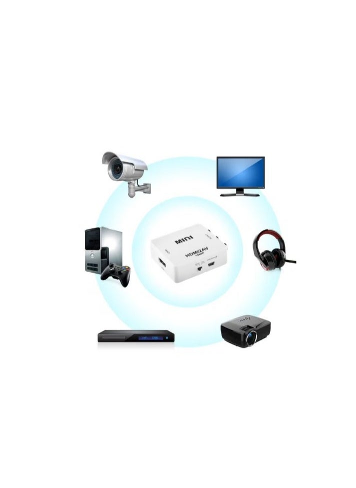 Generic Mini Hd Video Converter Box Hdmi To Av / Cvbs L/R Video Adapter Hdmi To Cvbs Audio Support Ntsc And Pal Output White  - Image 3
