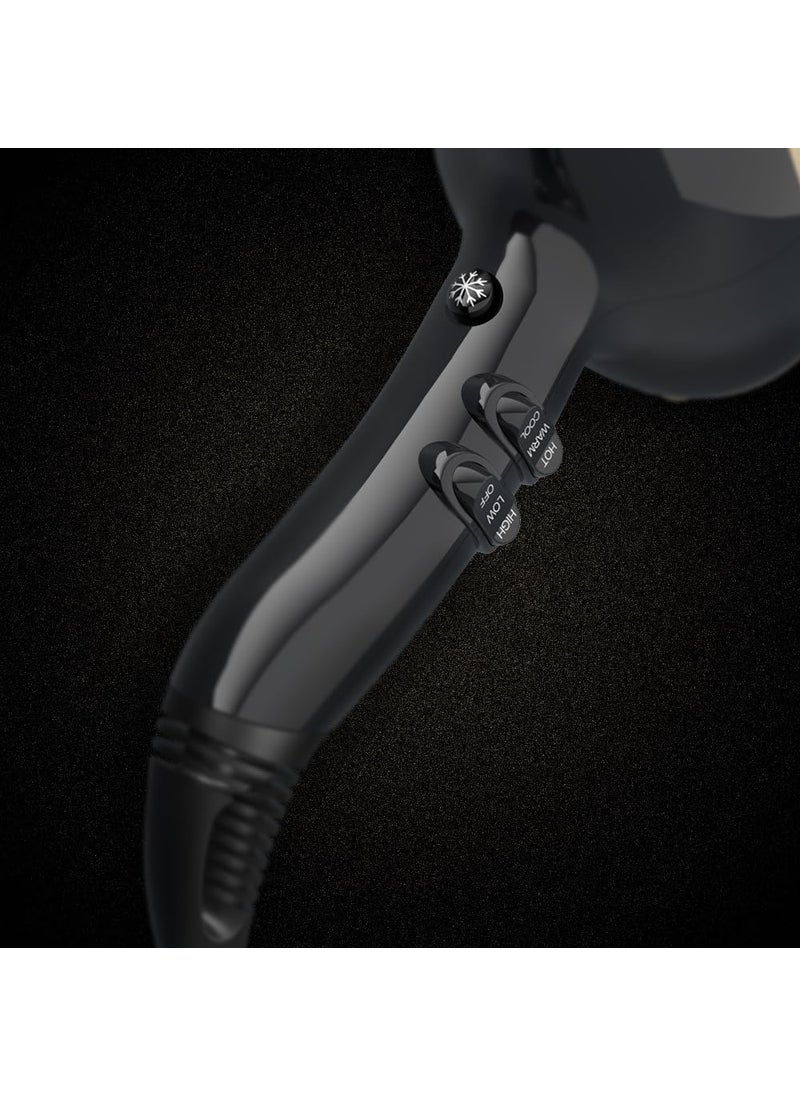 Wazor Salon Hair Dryer 1875W Professional Negative Ionic Blow Dryer for Home Use  2 Speed and 3 Heat Settings Fast Drying with Diffuser and Comb and Nozzel Mid-Size Black Color  - Image 5