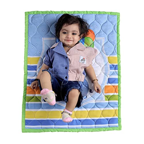 Keshav Creation Newborn Baby Godadi, Baby Bed, Mattress (0-3 Years) (Multicolor) (50cm X 70 cm) (Cotton Filling) (Blue) - Image 2
