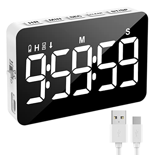Samshow Rechargeable Digital Kitchen Timer for Cooking, Magnetic Timers with Countdown/up, Kids Timer with 5”LED Display 3 Brightness 4 Volume Adjustable for Classroom/Office/Home/Work/Study/Fitness/Game - Image 1