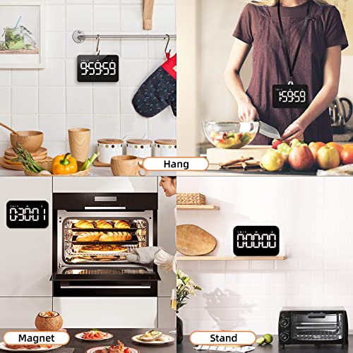 Samshow Rechargeable Digital Kitchen Timer for Cooking, Magnetic Timers with Countdown/up, Kids Timer with 5”LED Display 3 Brightness 4 Volume Adjustable for Classroom/Office/Home/Work/Study/Fitness/Game - Image 5