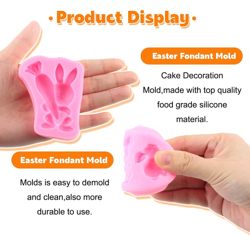 RFGHAC Bunny Rabbit Fondant Mold Easter Carrot Silicone Molds For Cake Decorating Cupcake Topper Candy Chocolate Gum Paste Polymer Clay Set Of 5 - Image 2