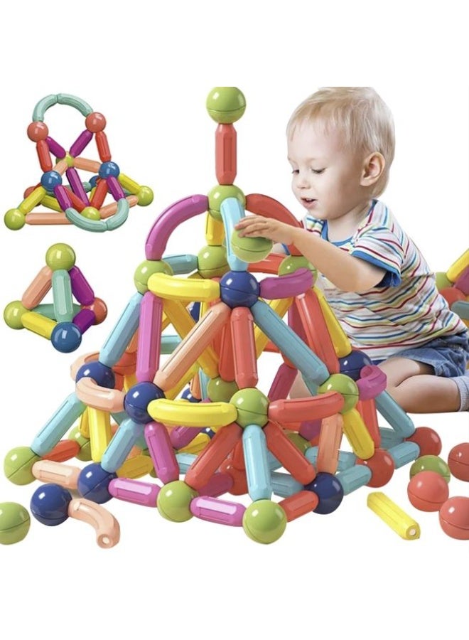 YoMaJ Magnetic Building Sticks and Balls Construction Set for Kids - Early Education STEM Learning Montessori Preschool Balls & Rods Building Set - Creative Learning Play for Boys & Girls - Image 1