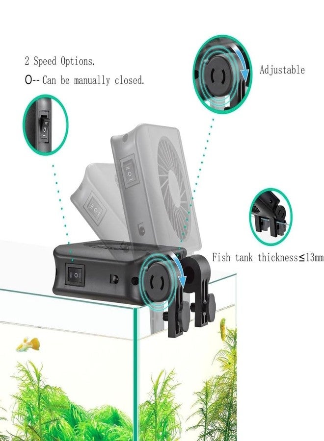 VAYINATO® (Double Head) Fish Tank Cooling Fan System, 2 Wind Speed Adjustable Cooling Fan Fish Tank Cold Wind Chiller, Angle Adjustable Clip On Chiller (Black) by Petzlifeworld - Image 2