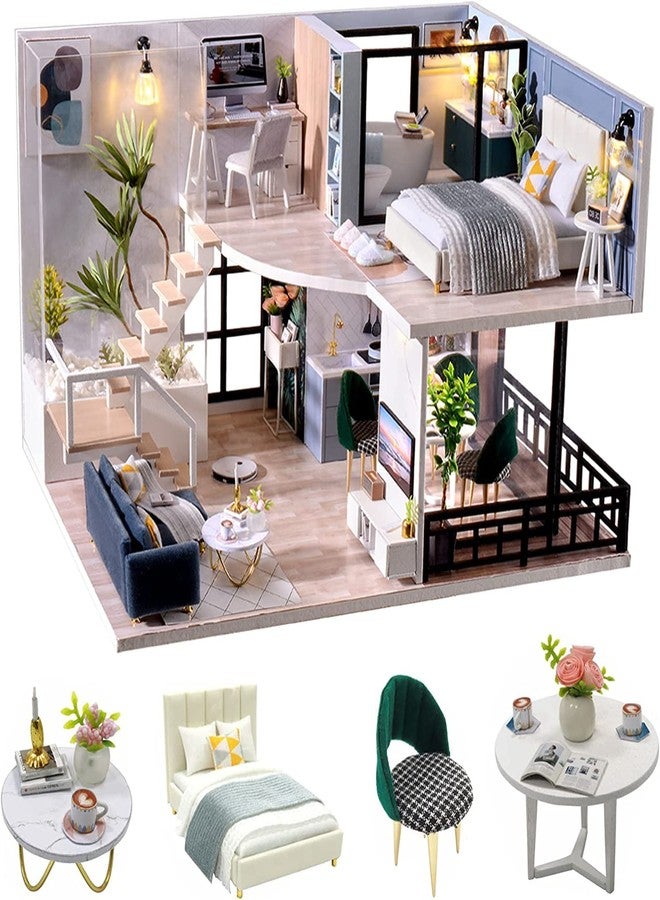 CUTEROOM DIY Miniature Dollhouse Kit with Furniture, Wooden Doll House Kit with LED Lights (L032) - Image 1