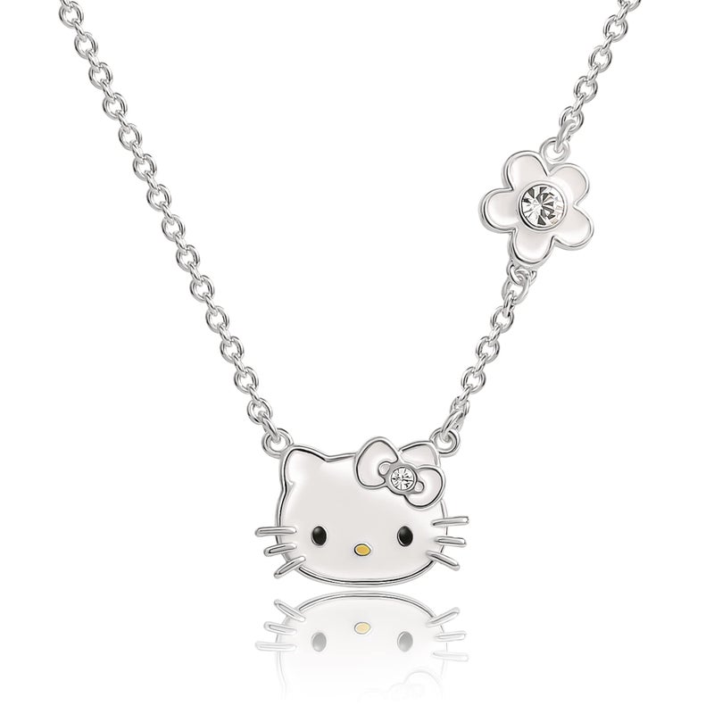 SALLY ROSE Hello Kitty ' April Birthstone Necklace - 18'' Silver-Plated, Officially Licensed - Image 1