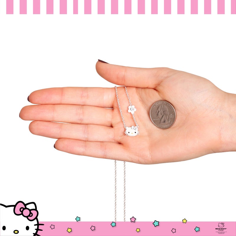 SALLY ROSE Hello Kitty ' April Birthstone Necklace - 18'' Silver-Plated, Officially Licensed - Image 3