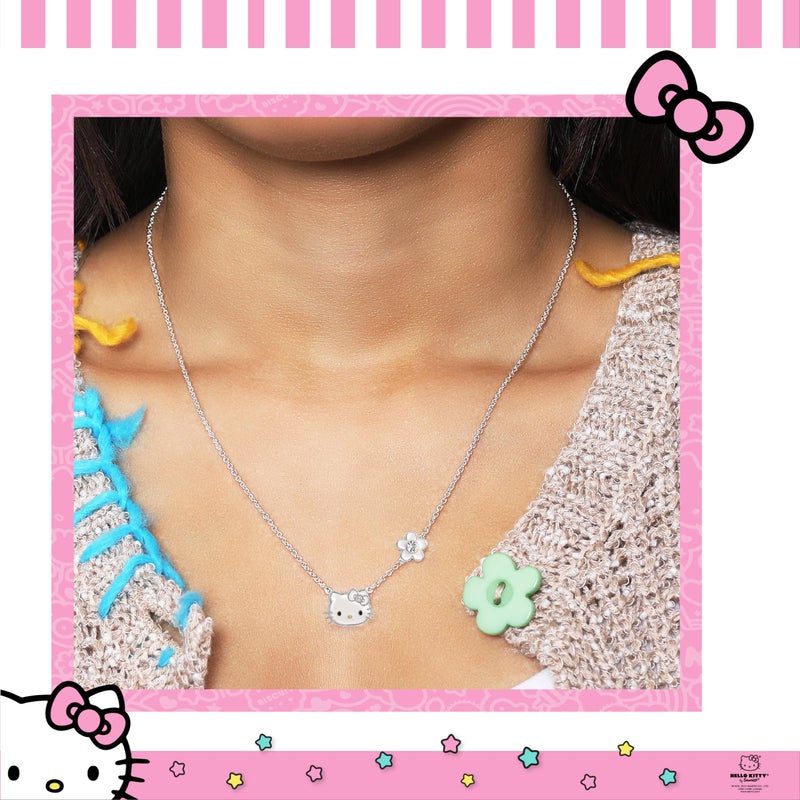 SALLY ROSE Hello Kitty ' April Birthstone Necklace - 18'' Silver-Plated, Officially Licensed - Image 2