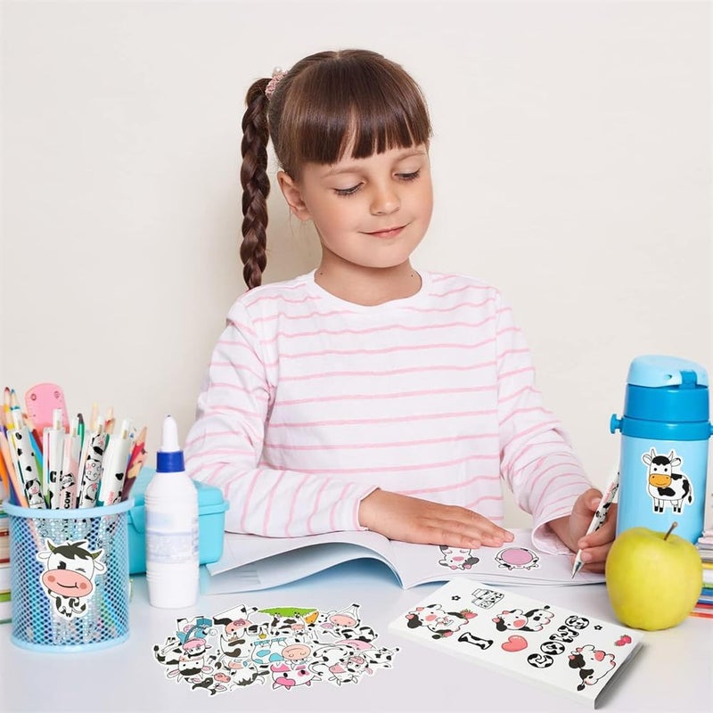 Milk Cow Stationery Set, Study Kit Includes Sticky Notes, Gel Ink Pens, Stickers, Index Tabs, Bookmarks, Notebook, Great Back to School Gift for Students 67-Piece - Image 2