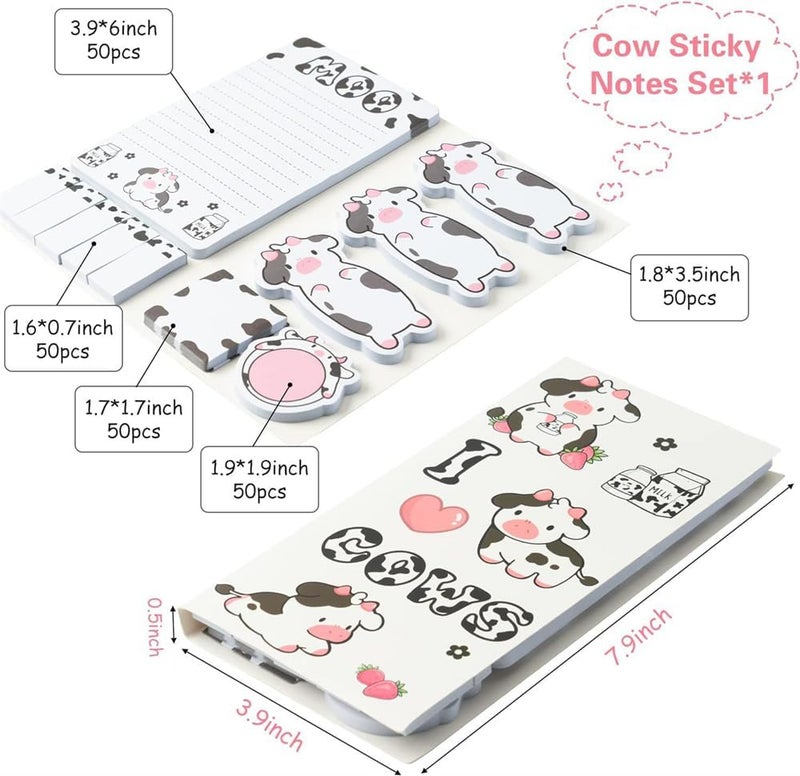Milk Cow Stationery Set, Study Kit Includes Sticky Notes, Gel Ink Pens, Stickers, Index Tabs, Bookmarks, Notebook, Great Back to School Gift for Students 67-Piece - Image 3