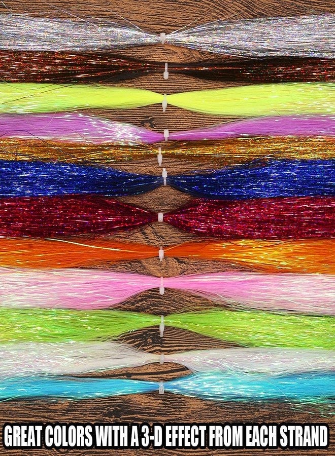 LURELINK-Flashabou-Fly-Tying-Materials-Making-Flies-Jig-Fishing-Lure-Supplies 12&24 Colors Crystal Krystal Flash String Holographic Ripple Saltwater Freshwater (12-Color Combinations) - Image 5