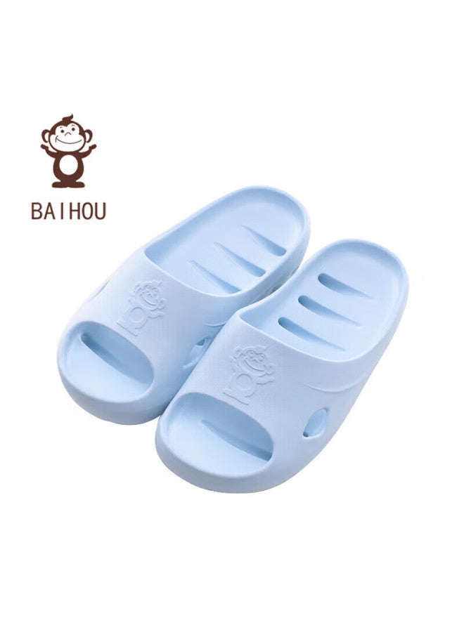 Baihou Side-draining Bathroom Slippers For Men, Women And Children, Breathable Non-slip Summer Home Parent-child Fish-shaped Slippers, Light Blue 30-31 - Image 1