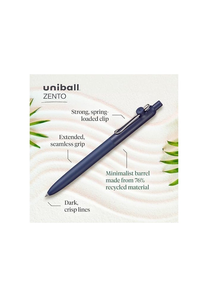 يوني بول Uni-ball Zento Liquid Ink Fine Black Pens - Pack of 12 - Image 3