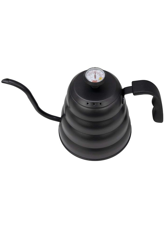 Drip V60 Pour Over Kettle With Thermometer 1200 ML Stainless Steel Tea Coffee Gooseneck Thin Spout Pitcher For French Press Pot Works On Stovetop, Black  - Image 2