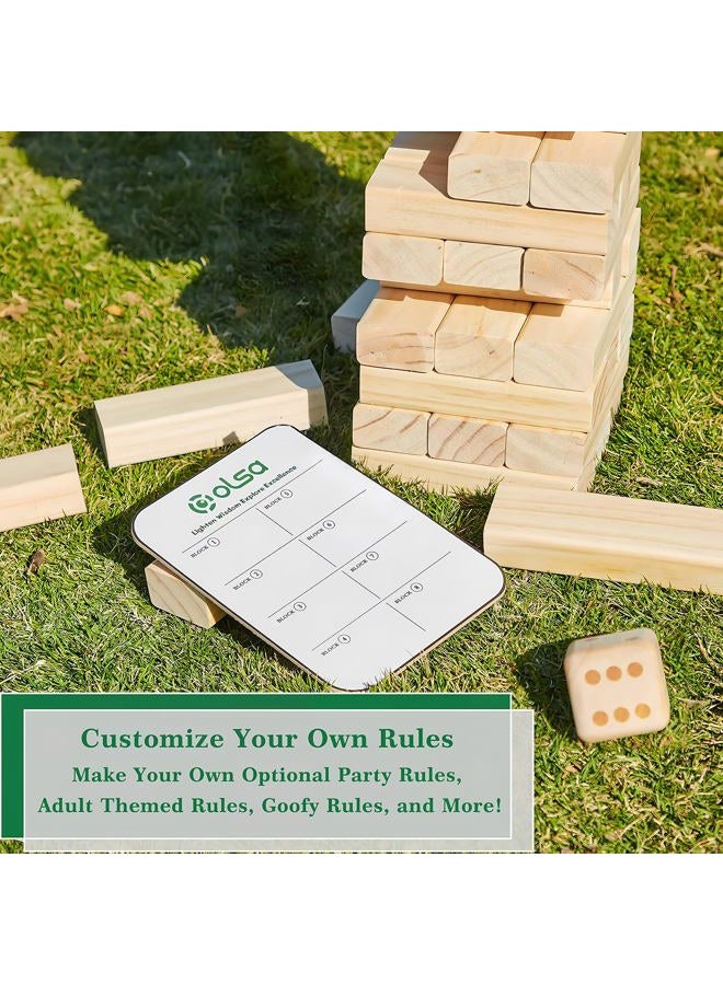 Olsa Giant Tumble Tower 60 PCS Wooden Block Stacking Games with Carrying Bag Classic Indoor & Outdoor Games for Kids Adults Family Backyard Lawn Beach Camping (Stack from 2.2 Ft to 5Ft) - Image 5