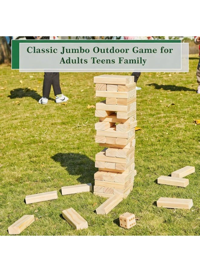 Olsa Giant Tumble Tower 60 PCS Wooden Block Stacking Games with Carrying Bag Classic Indoor & Outdoor Games for Kids Adults Family Backyard Lawn Beach Camping (Stack from 2.2 Ft to 5Ft) - Image 3