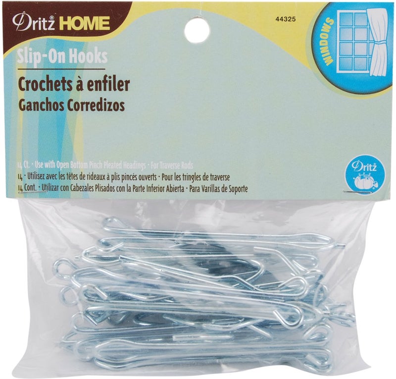 Dritz Home 44325 Slip-On Drapery Hooks (14-Piece)