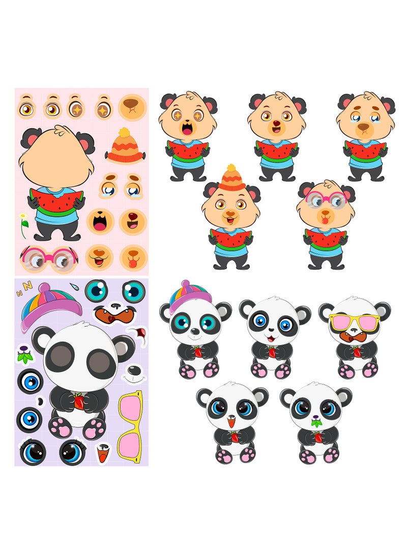 18 Sheets Cartoon Animal Stickers 6 Different Make a Face Animal Stickers Reusable Cute DIY Favorite Stickers for Kids Birthday Party Favor Supplies Craft and More to Foster Kids Creativity - Image 4