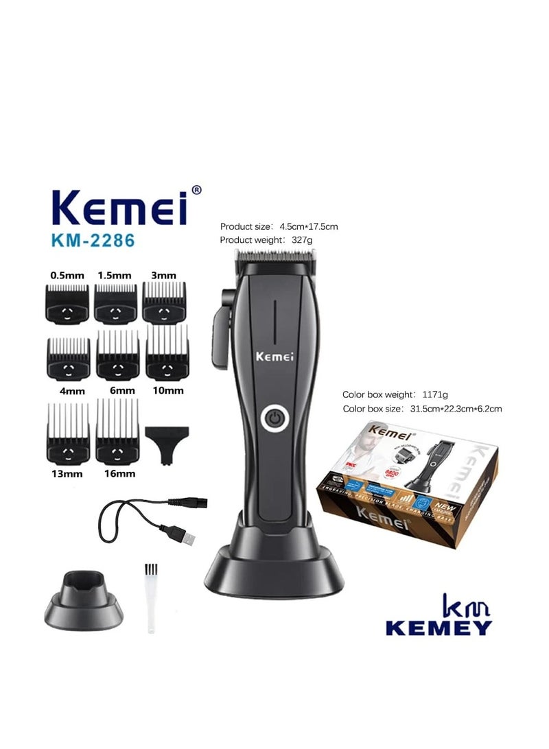 Kemei All-in-One Hair Clipper Kit: 8 Magnetic Combs, Maintenance Tools, and Convenient Accessories & 8800 high speed motor black - Image 1