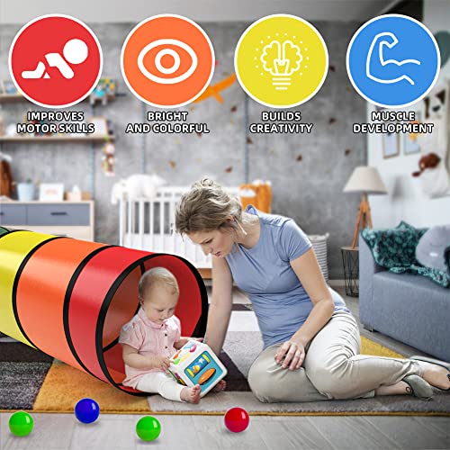 Labeol Kids Play Tunnel for Toddlers 1-3 Colorful Pop Up Baby Tunnel for Kids to Crawl Through 6 Foot with Breathable Mesh Collapsible Toddler Toys Gift for Children Backyard Playset - Image 2