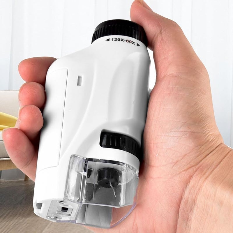 Kids Handheld Microscope Portable Scientific Experiment Tool with Adjustable LED Light - Image 1