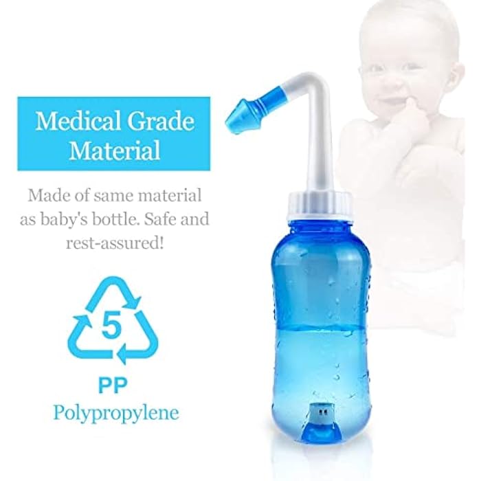Waterpulse Neti Pot Sinus Rinse Kit, Blue, 300ml Bottle | 30 Salt Packets - Image 2