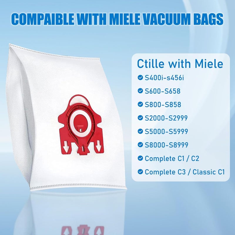 3D Cleaning Dust Bag Set for Miele/GN/C1/C2/C3, White (10 Dust Bags + 10 Filters + 1 Cleaning Brush) - Image 2
