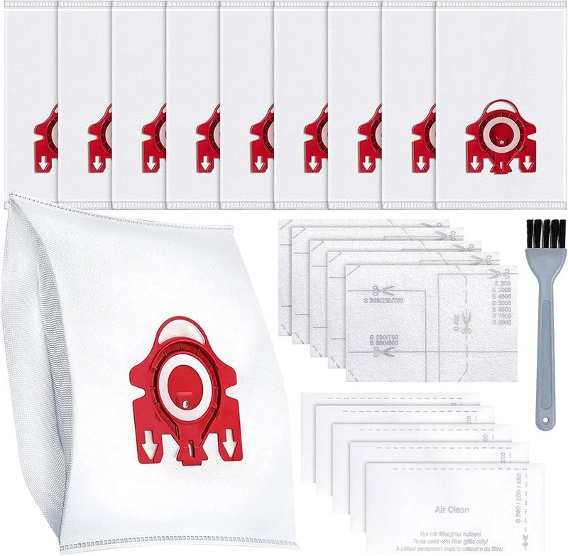 3D Cleaning Dust Bag Set for Miele/GN/C1/C2/C3, White (10 Dust Bags + 10 Filters + 1 Cleaning Brush) - Image 1