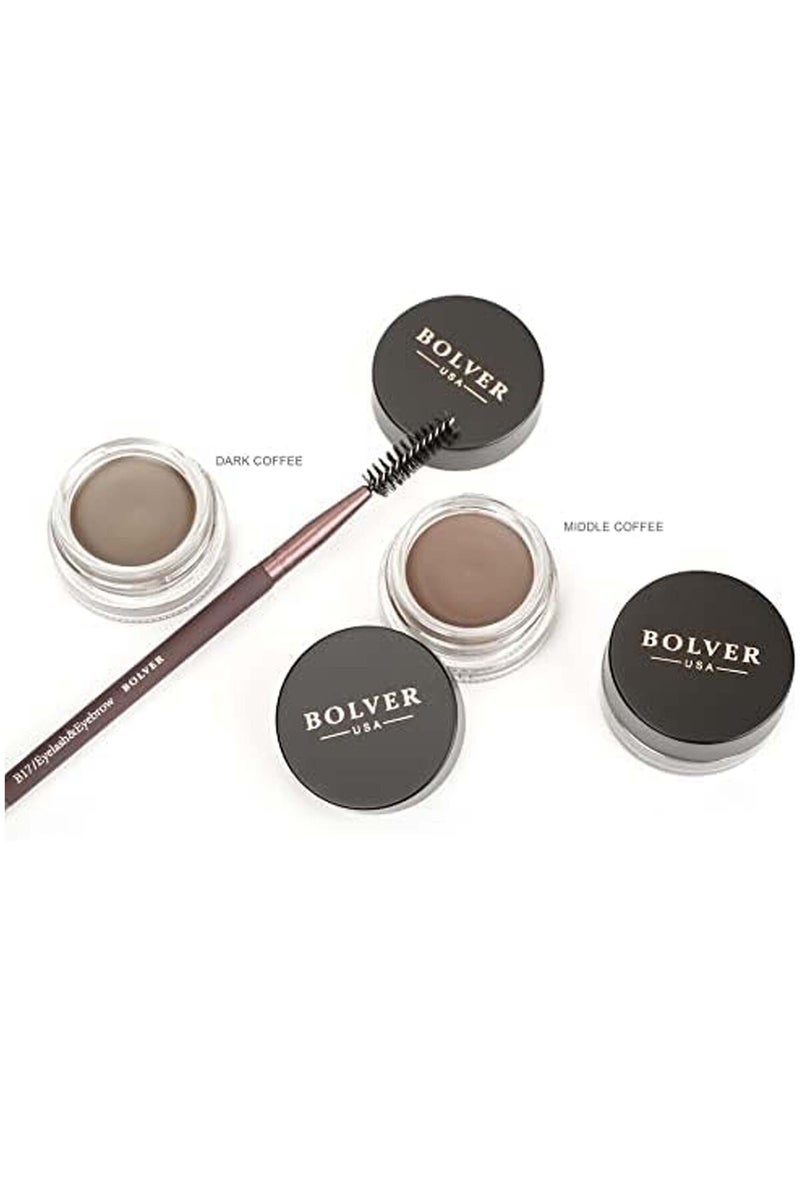 بولفر جل حواجب - ميدل كوفي - جل حواجب كريمي مقاوم للماء بتركيبة مرطبة ملونة تدوم طويلا (بني متوسط) - Image 2