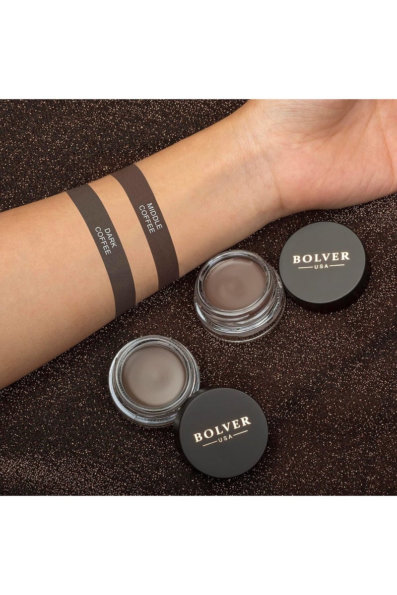 بولفر جل حواجب - ميدل كوفي - جل حواجب كريمي مقاوم للماء بتركيبة مرطبة ملونة تدوم طويلا (بني متوسط) - Image 5
