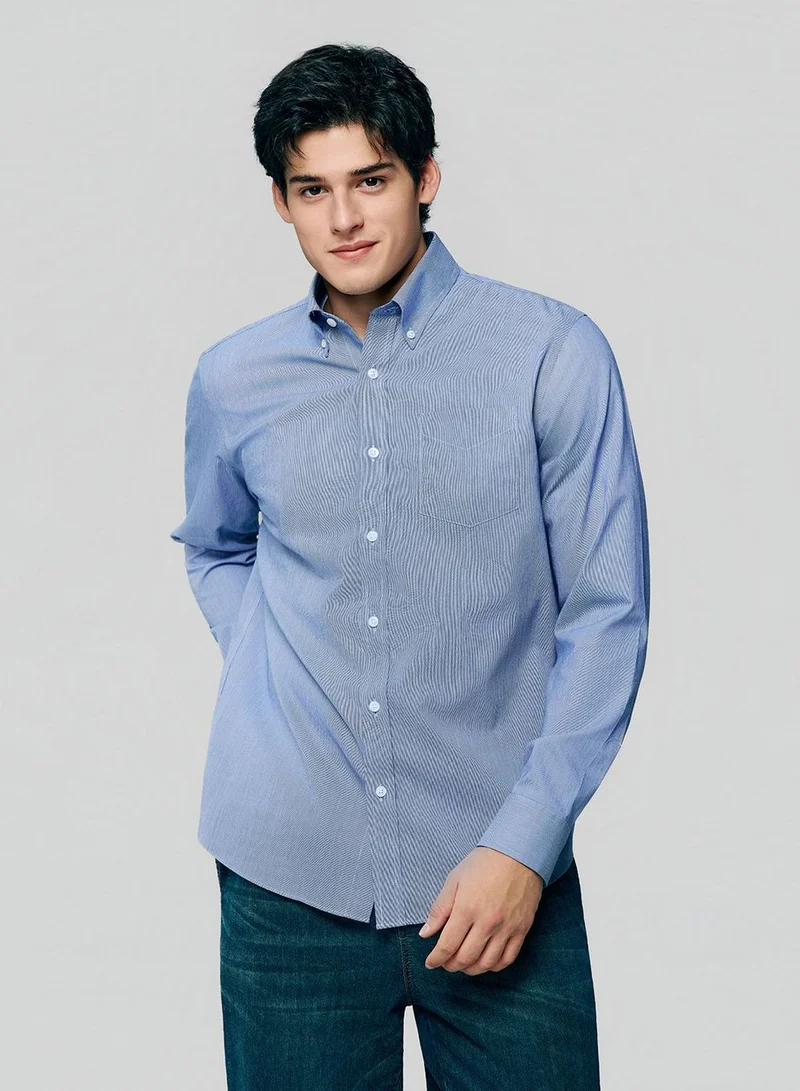 جيوردانو Men’s Cotton Oxford Wrinkle Free Long-Sleeve Shirt