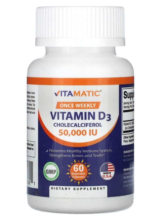 Vitamatic Vitamin D3 50000 IU 60 Vegetable Capsules