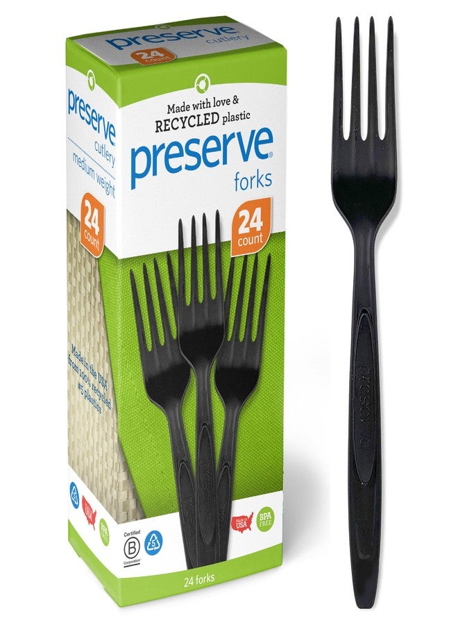 Preserve Recycled Plastic Forks, Made in USA, 24 Count, Black - Image 1